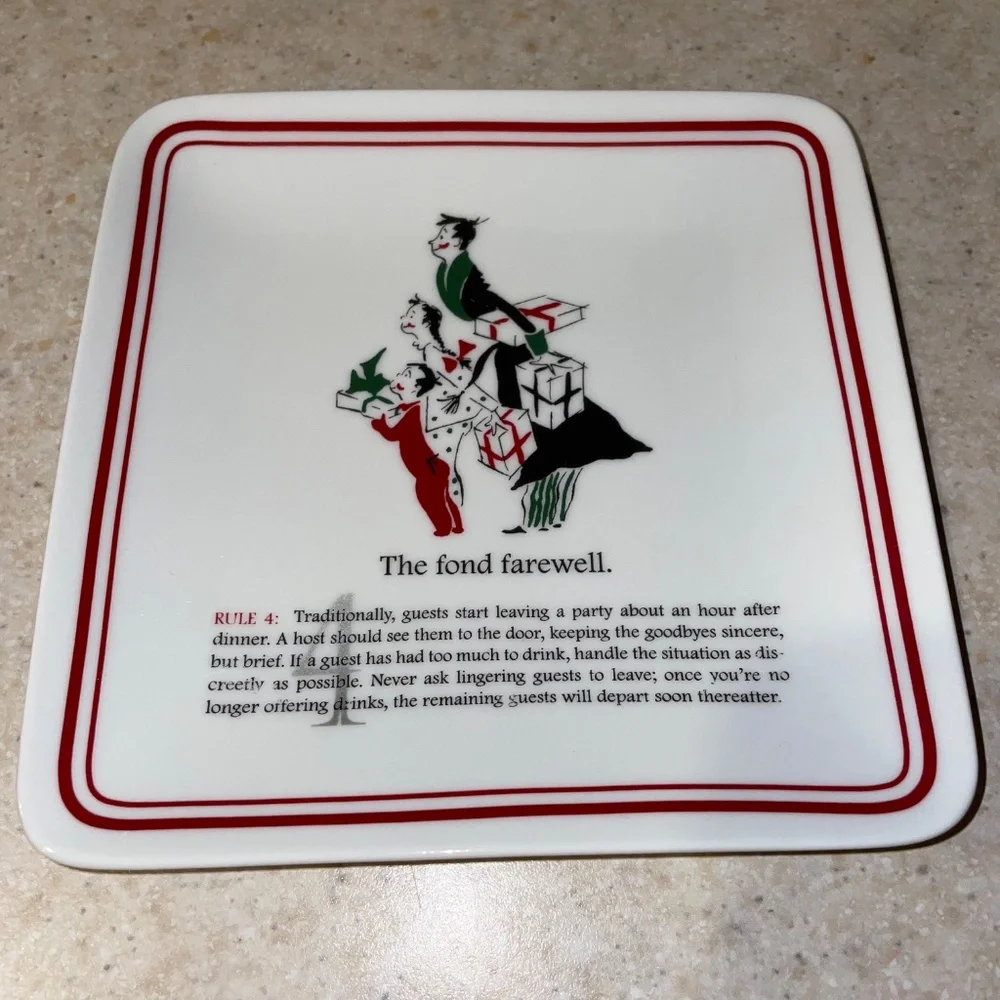 Williams Sonoma Party Etiquette Plate Set Appetizer Cheese Canapés Small Plates